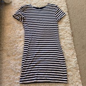 French connection navy blue striped dress